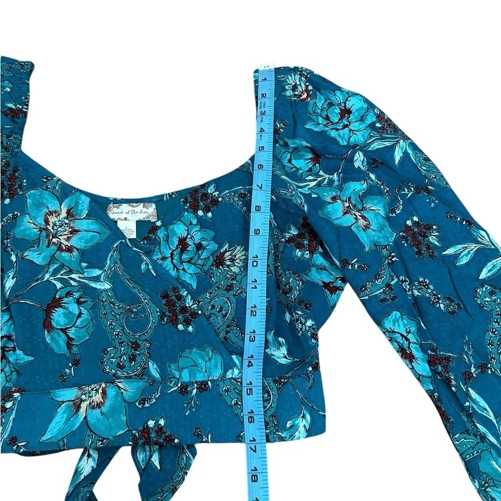 BOG Band of the Free SYBILLE Teal Floral Crossover Crop Top Womens Sz Large NWT - Picture 13 of 13